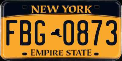 NY license plate FBG0873