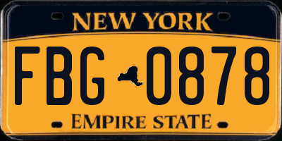 NY license plate FBG0878