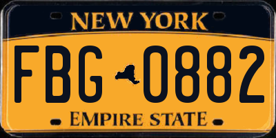 NY license plate FBG0882