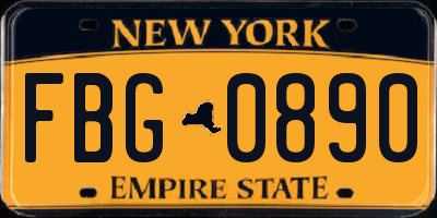 NY license plate FBG0890