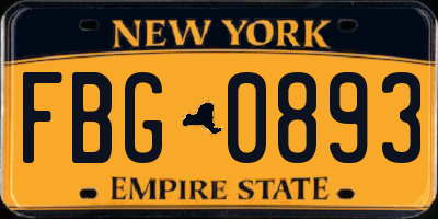 NY license plate FBG0893