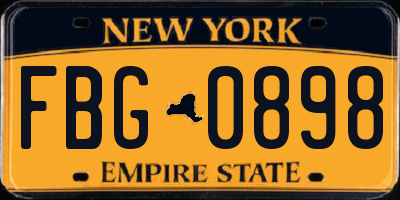 NY license plate FBG0898
