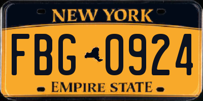 NY license plate FBG0924