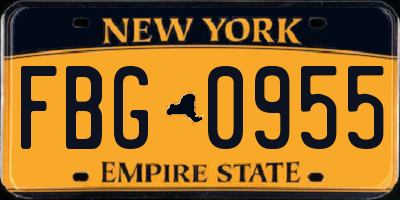 NY license plate FBG0955