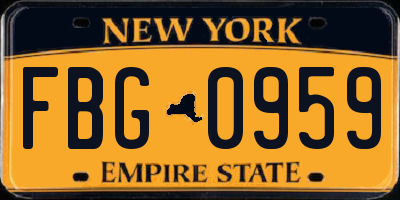 NY license plate FBG0959