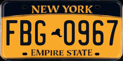 NY license plate FBG0967