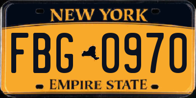 NY license plate FBG0970