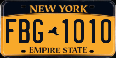 NY license plate FBG1010