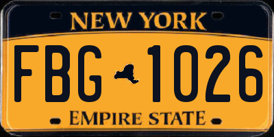 NY license plate FBG1026