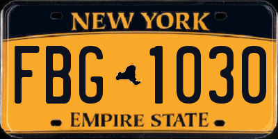 NY license plate FBG1030