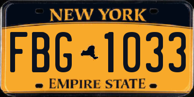 NY license plate FBG1033