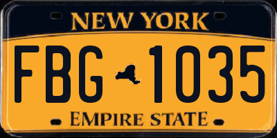 NY license plate FBG1035