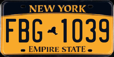 NY license plate FBG1039