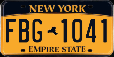 NY license plate FBG1041