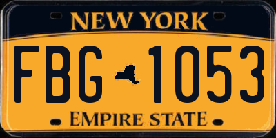 NY license plate FBG1053