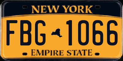 NY license plate FBG1066
