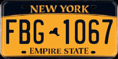 NY license plate FBG1067