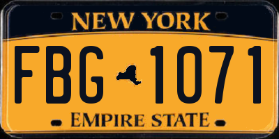 NY license plate FBG1071
