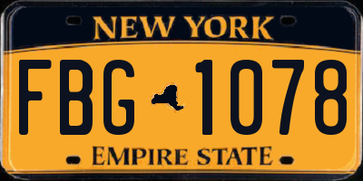 NY license plate FBG1078