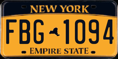 NY license plate FBG1094