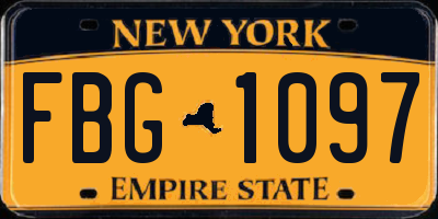 NY license plate FBG1097