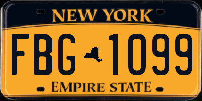 NY license plate FBG1099