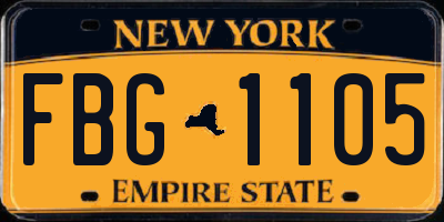 NY license plate FBG1105