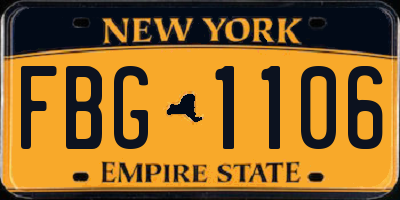 NY license plate FBG1106