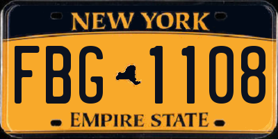 NY license plate FBG1108