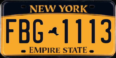 NY license plate FBG1113