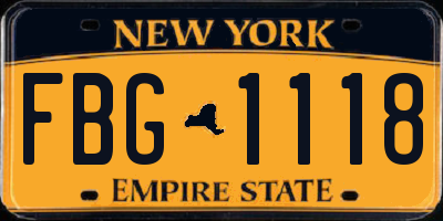 NY license plate FBG1118