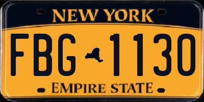 NY license plate FBG1130