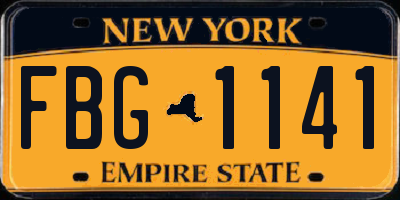 NY license plate FBG1141