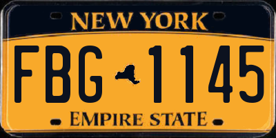 NY license plate FBG1145