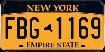 NY license plate FBG1169