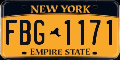 NY license plate FBG1171