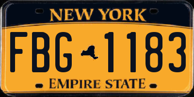 NY license plate FBG1183