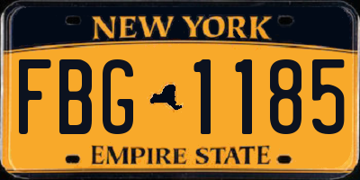 NY license plate FBG1185