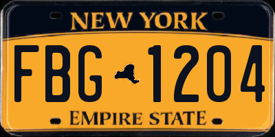 NY license plate FBG1204
