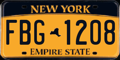 NY license plate FBG1208