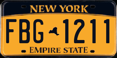 NY license plate FBG1211