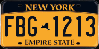 NY license plate FBG1213