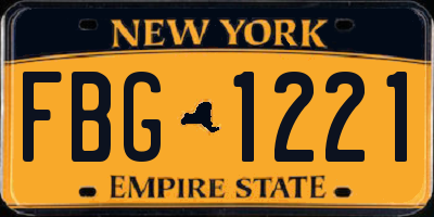 NY license plate FBG1221