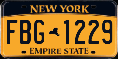 NY license plate FBG1229