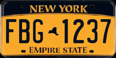 NY license plate FBG1237