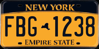NY license plate FBG1238