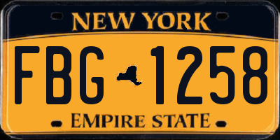 NY license plate FBG1258