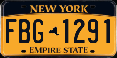 NY license plate FBG1291