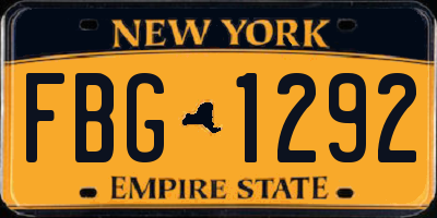 NY license plate FBG1292