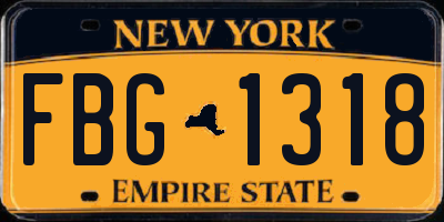 NY license plate FBG1318